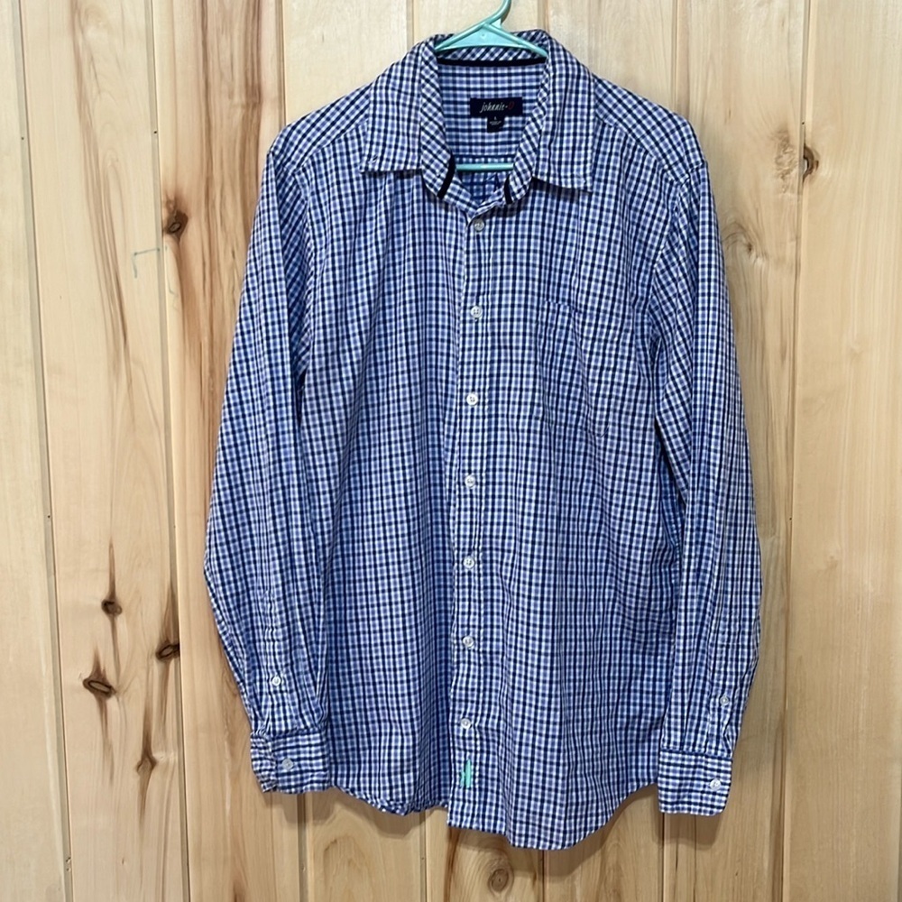 Johnnie-O‎ Blue Plaid Button Down Shirt Men’s Size Large